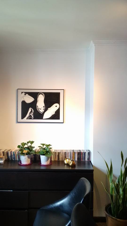 Schoenen in woonkamer