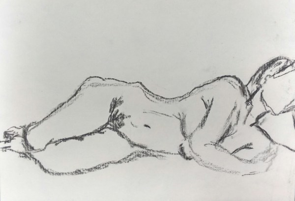 drawing charcoal woman nude lying down