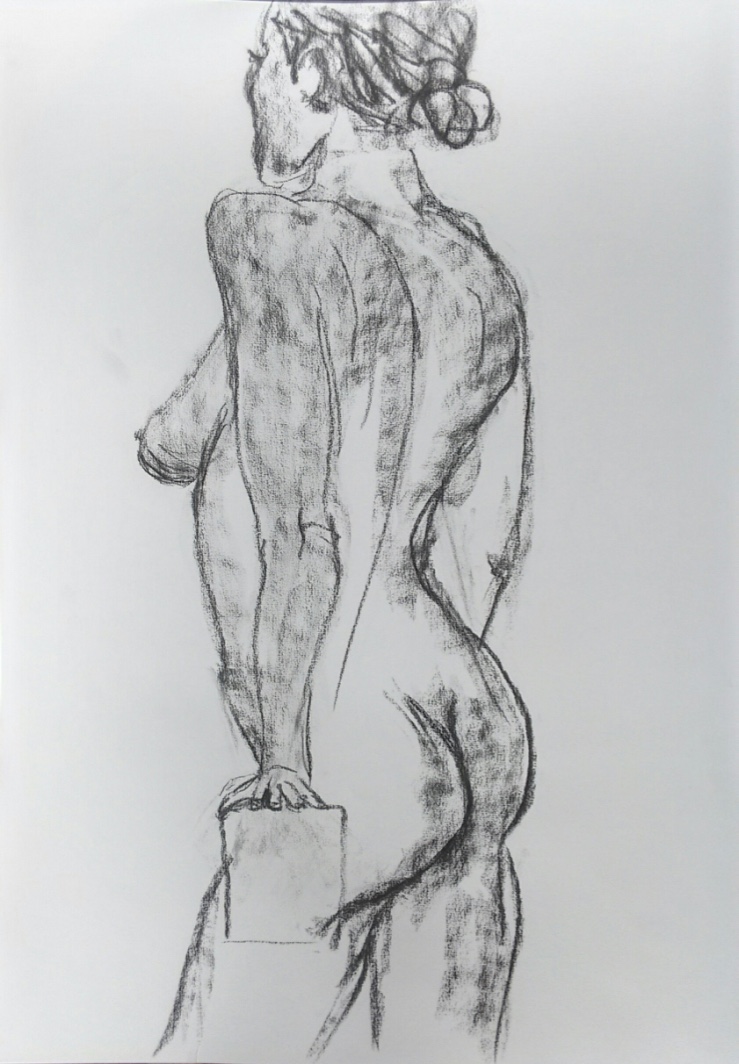 drawing charcoal nude woman standing