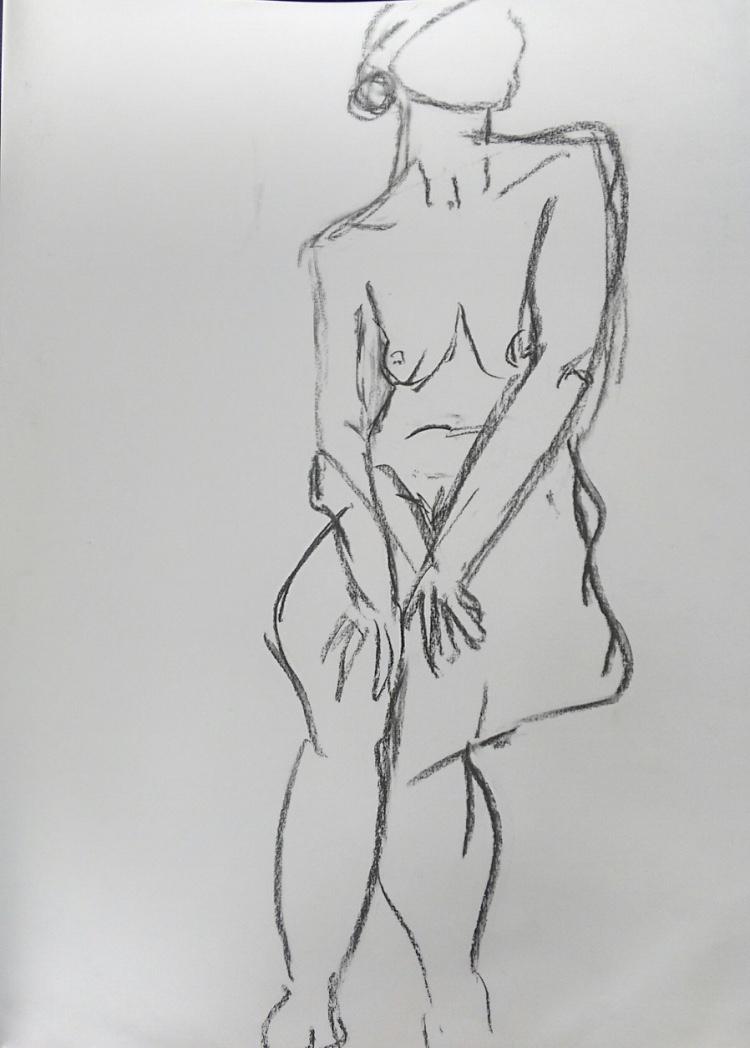 drawing charcoal nude woman sitting