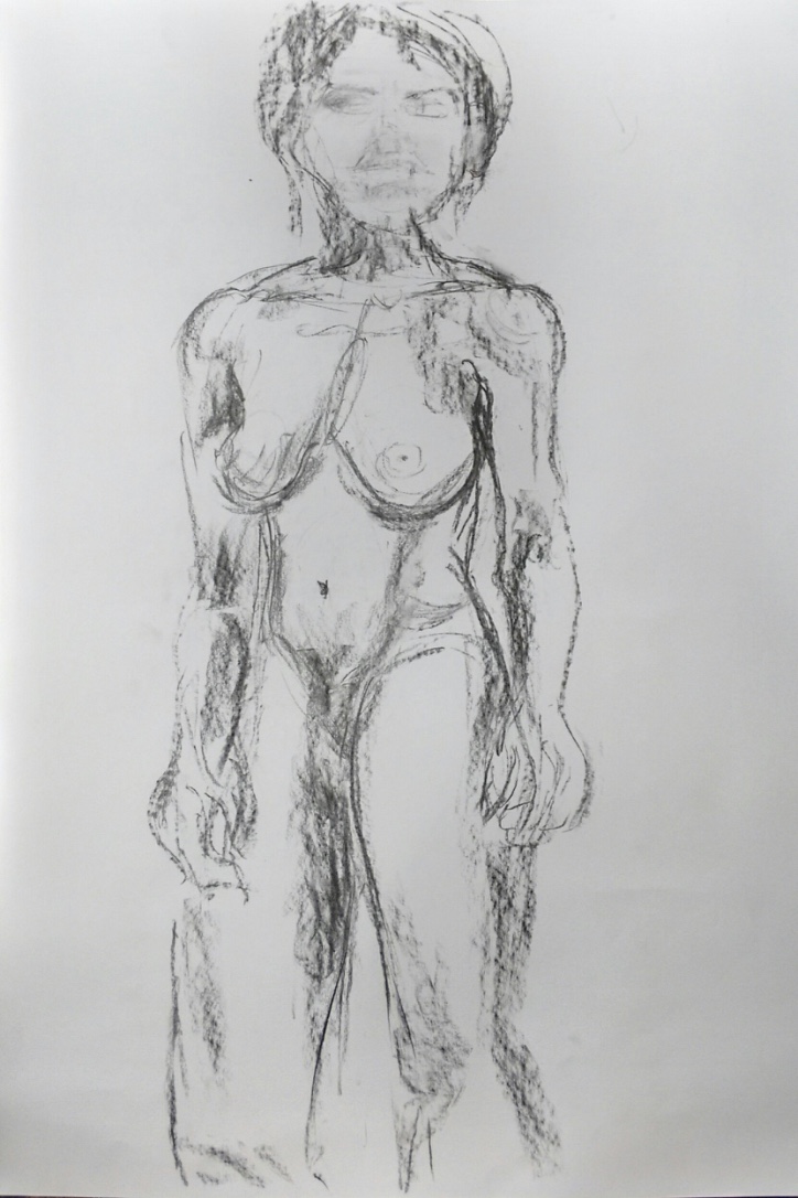drawing charcoal nude woman standing