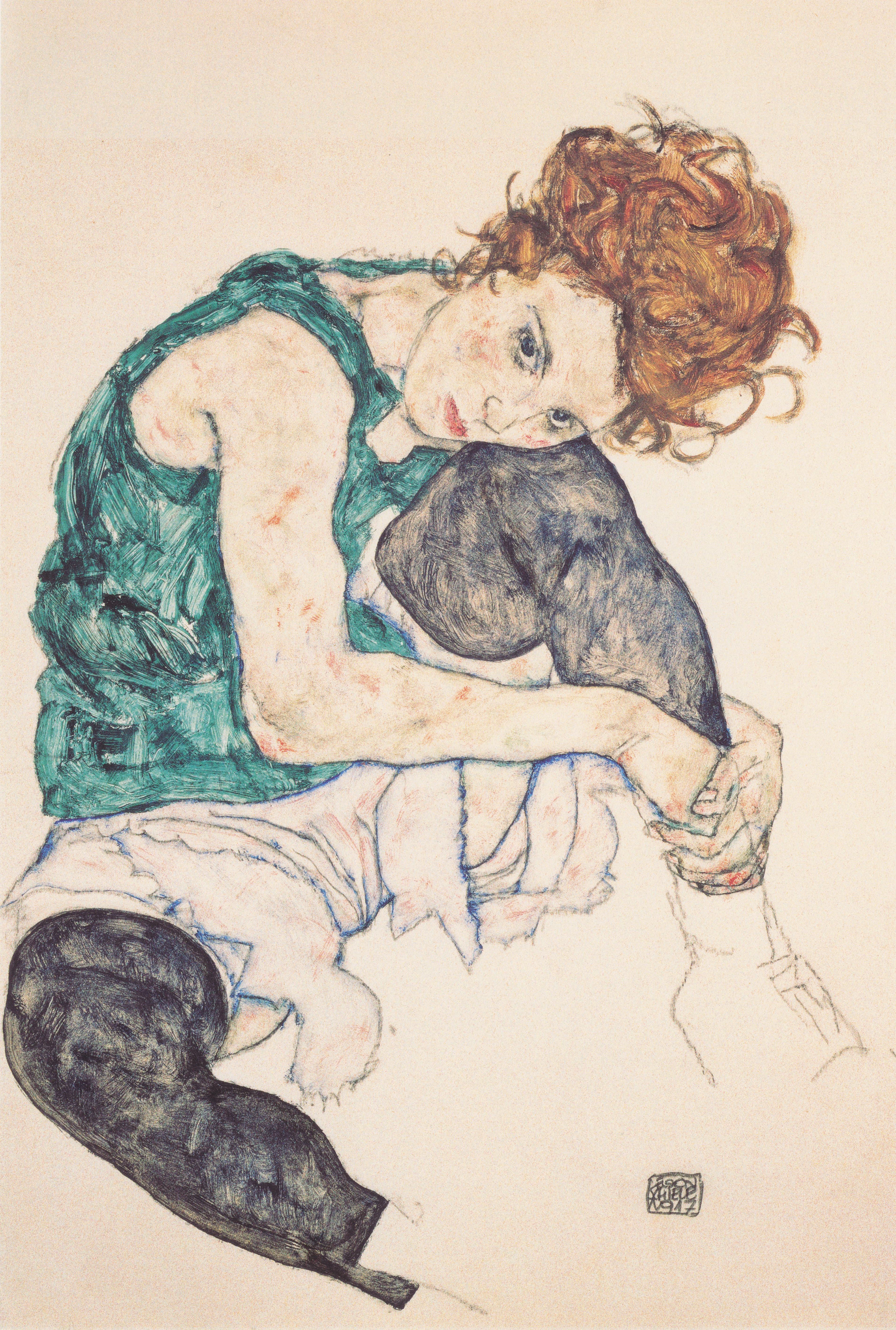 Egon Schiele - Seated Woman with Bent Knee (1917)