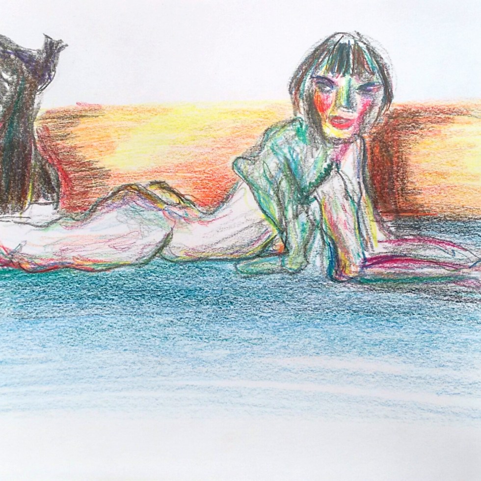 Egon Schiele Kneeling Girl, Resting on Both Elbows Opera Ballet Vlaanderen advertisement mash-up