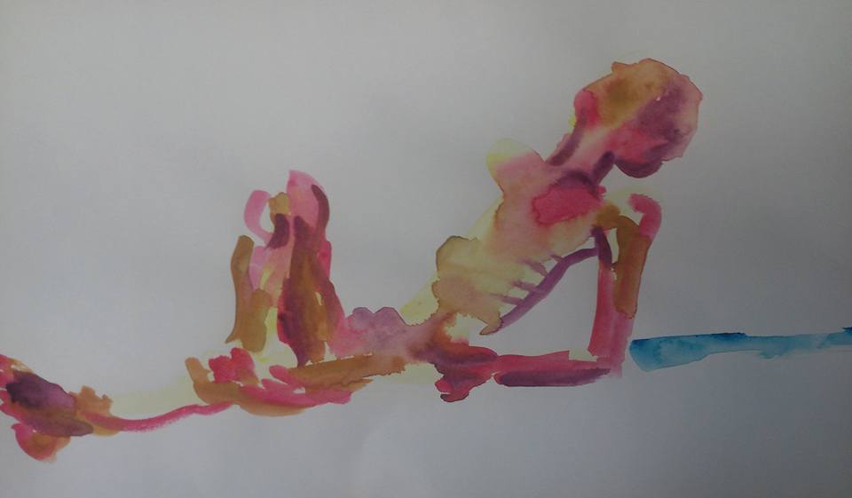 naakt model man schilderij aquarel oud mager