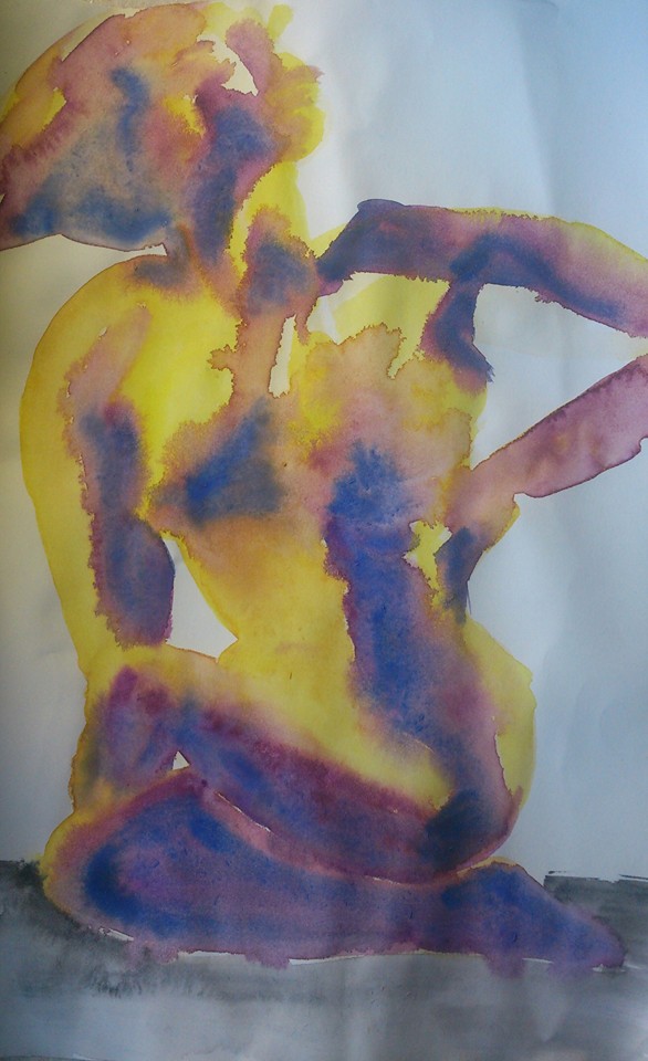 naakt model vrouw schilderij aquarel