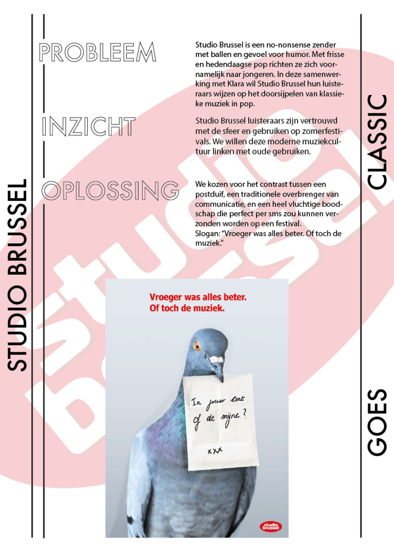 concept sheet campagne reclame Studio Brussel Klara