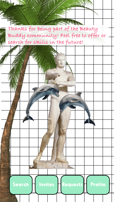 Beauty Buddy app design thank you vaporwave aesthetics grid