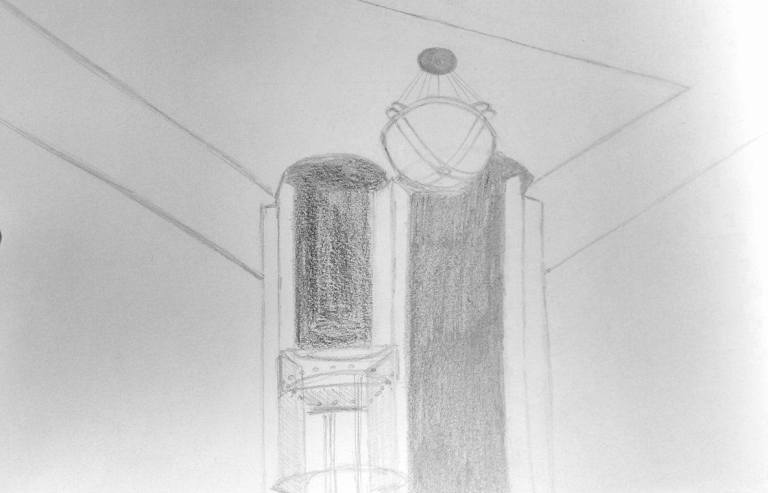 winkelcentrum Shopping Gent Zuid Woodrow Wilsonplein lift plafond perspectief tekening potlood