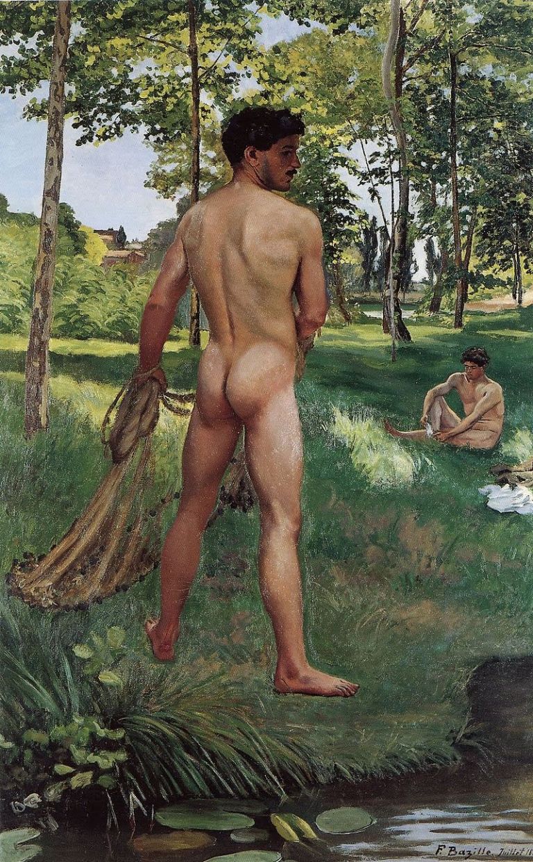 Frédéric Bazille - Fisherman with a Net (1868) Frankrijk impressionisme schilderkunst