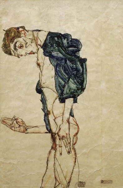 Egon Schiele - Prediger (1913) male nude painting expressionism