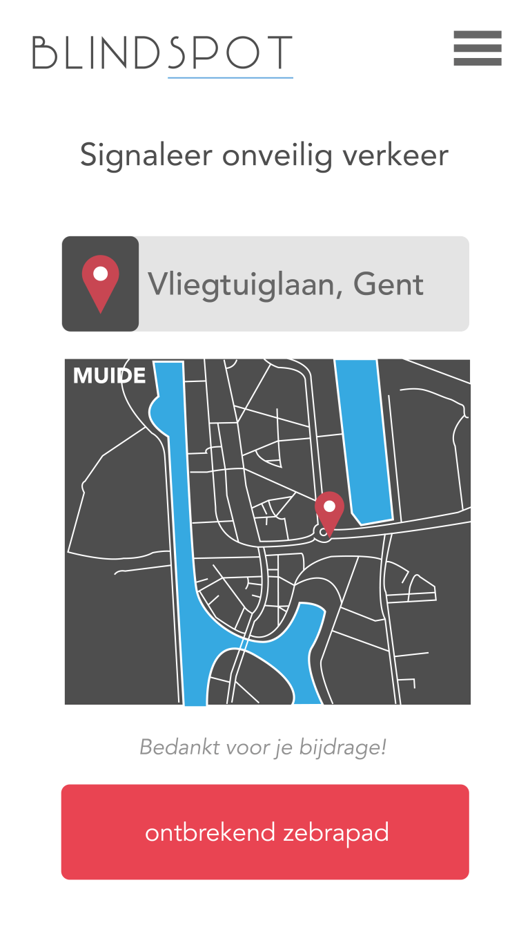 BlindSpot app Muide verkeer knelpunt doorgegeven