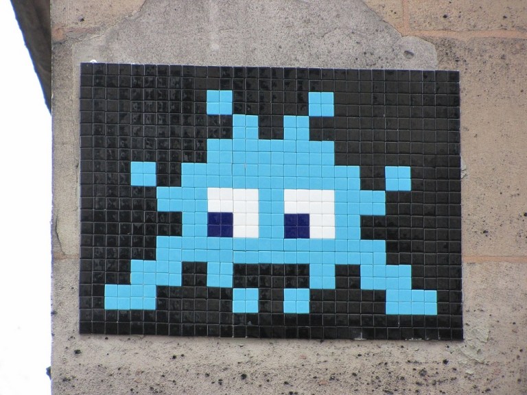 Invader street art tiles mosaic Paris Exit Through the Gift Shop