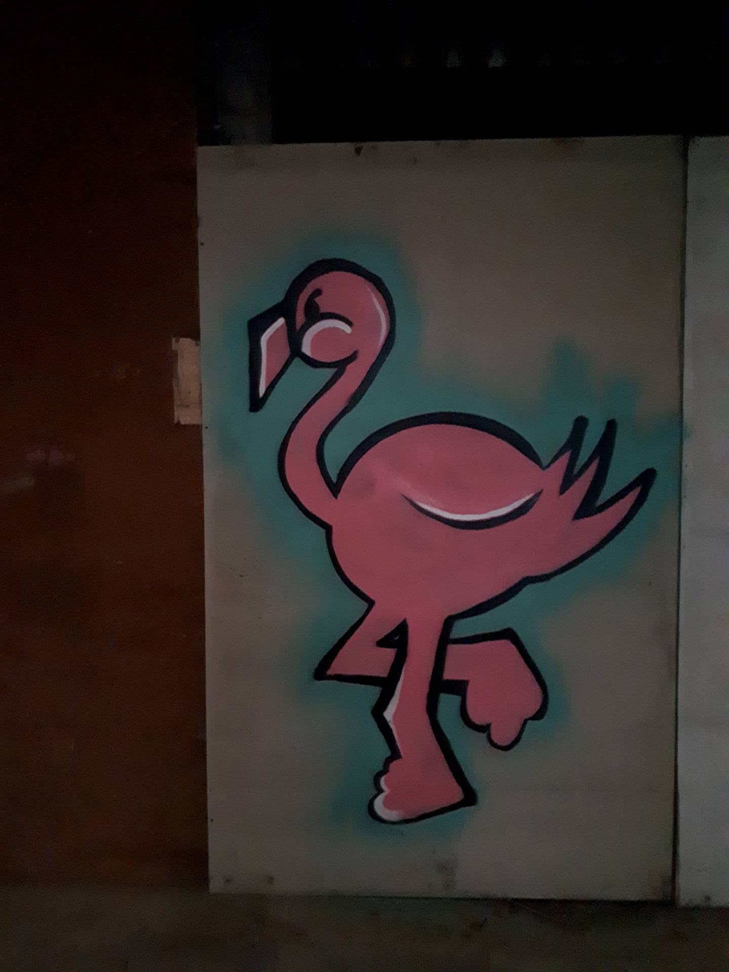 Flamingo street art character highlight