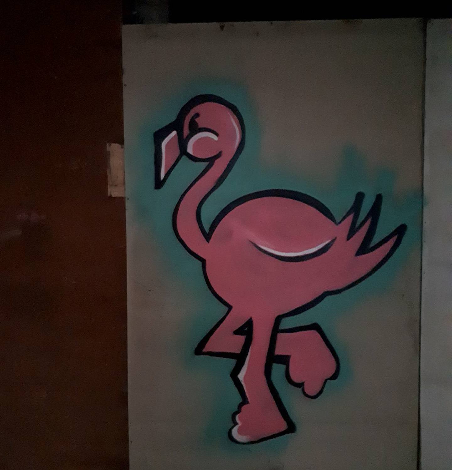 Flamingo street art character highlight