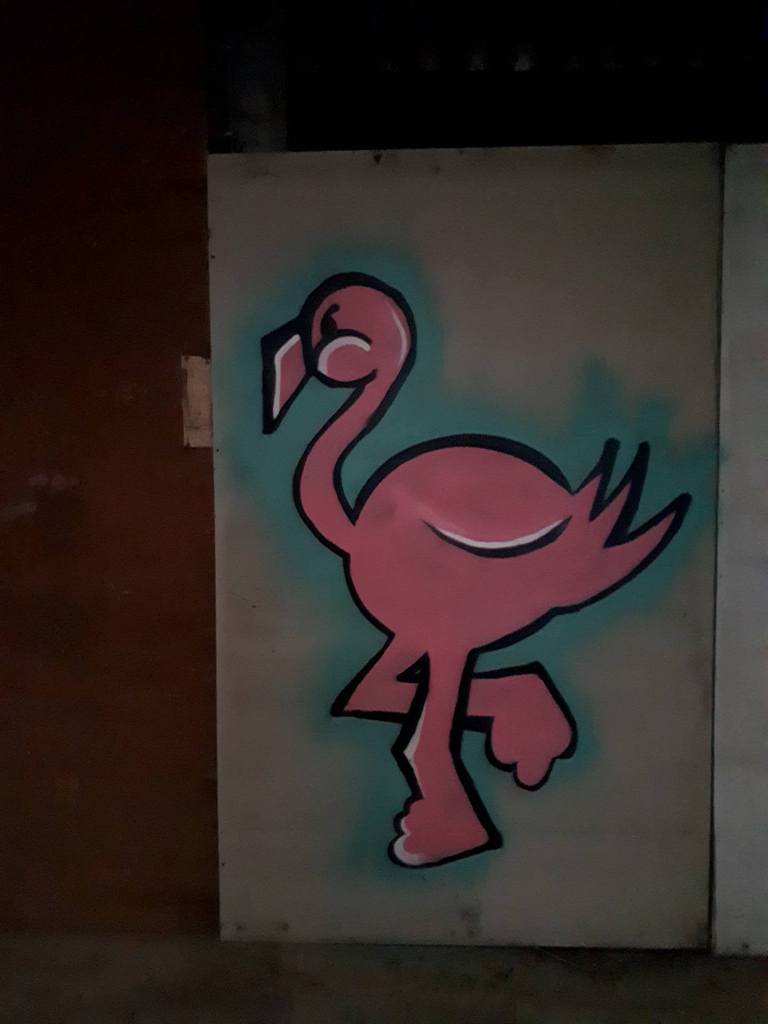 Flamingo street art character highlight