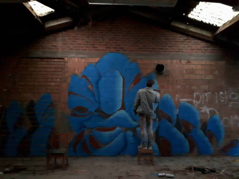 Work in progress Rick Molyneux vzw Wallin' Gent graffiti street art character Solid