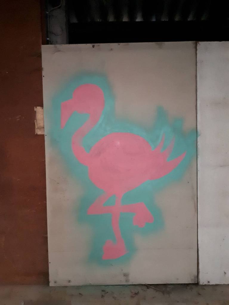 Flamingo street art character background