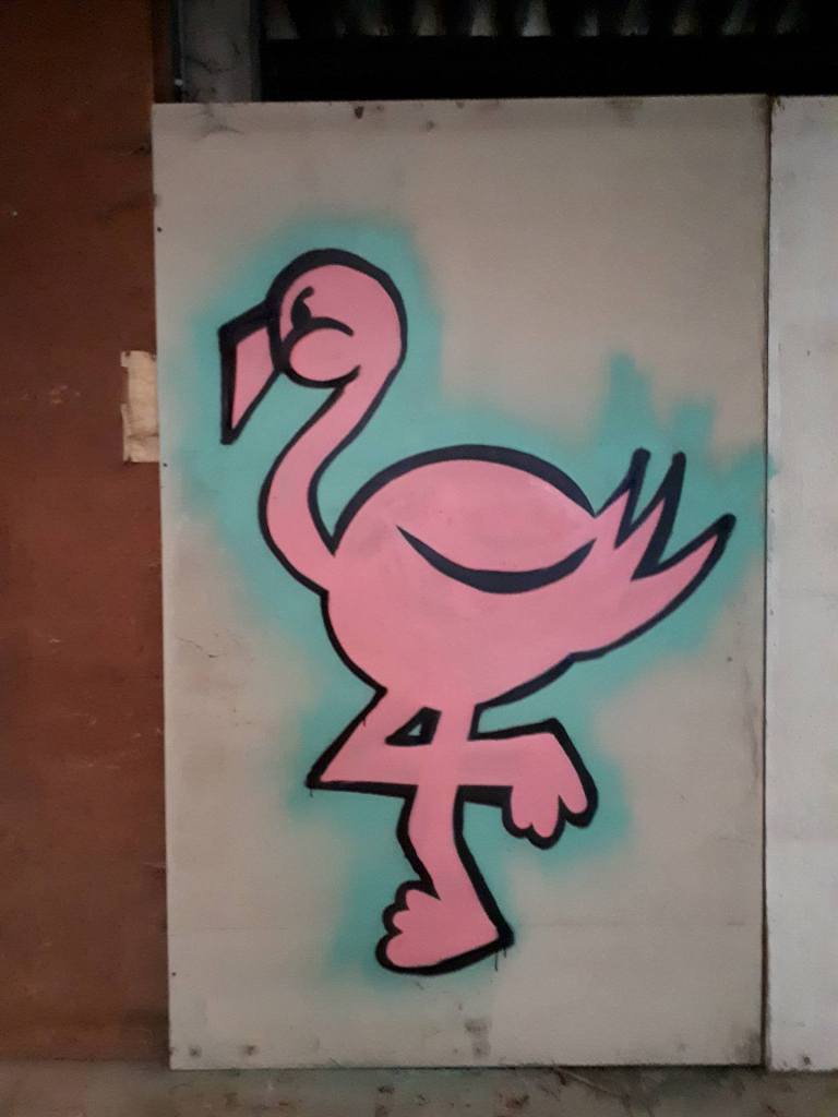 Flamingo street art character outline