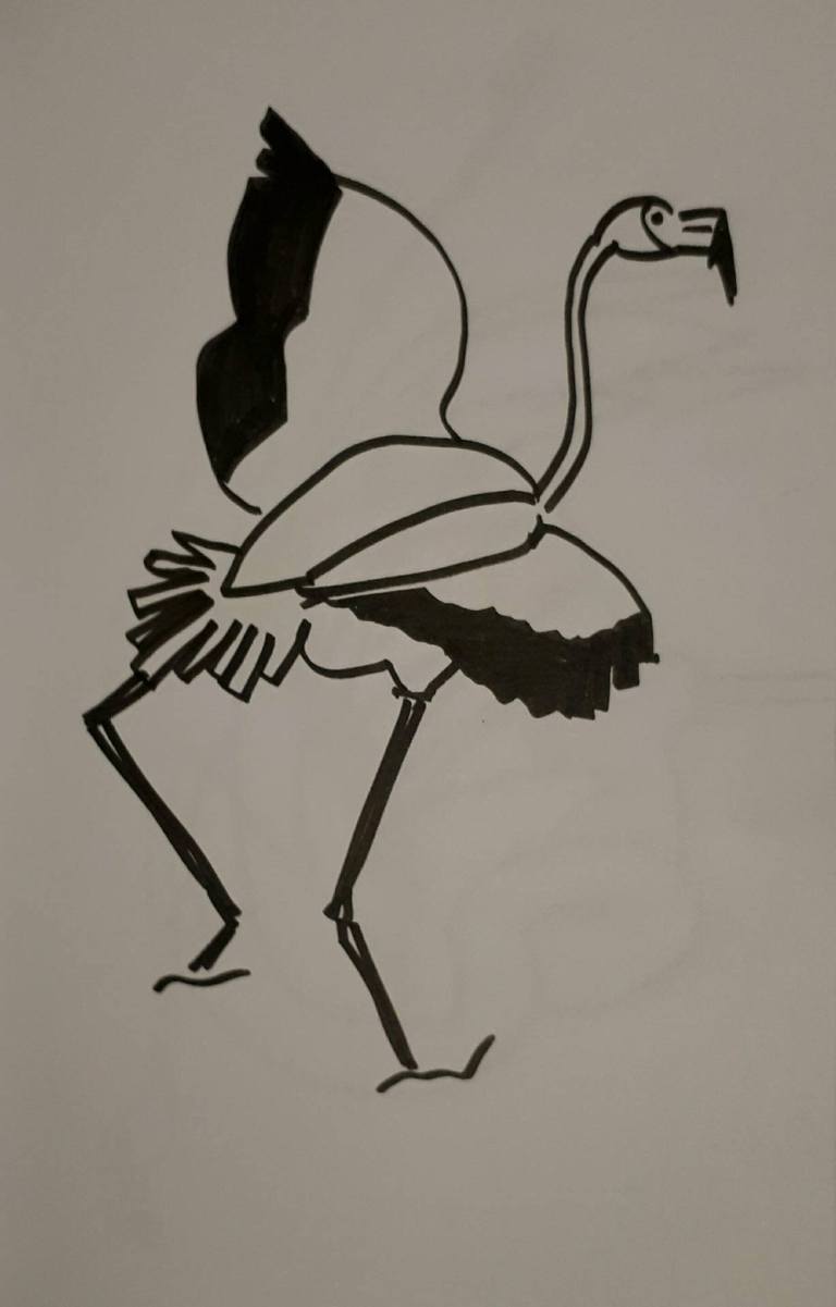 Flamingo schets character street art sketch drawing pose anatomy