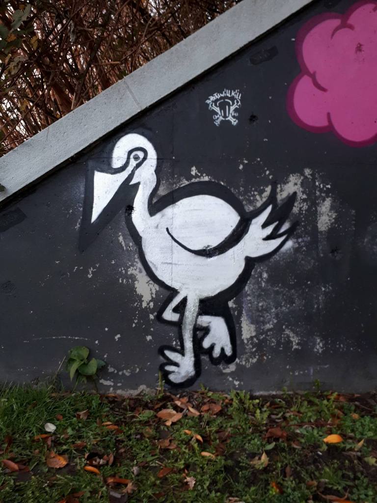 Flamin'O Silver flamingo character street art graffiti Gent Gentbrugge