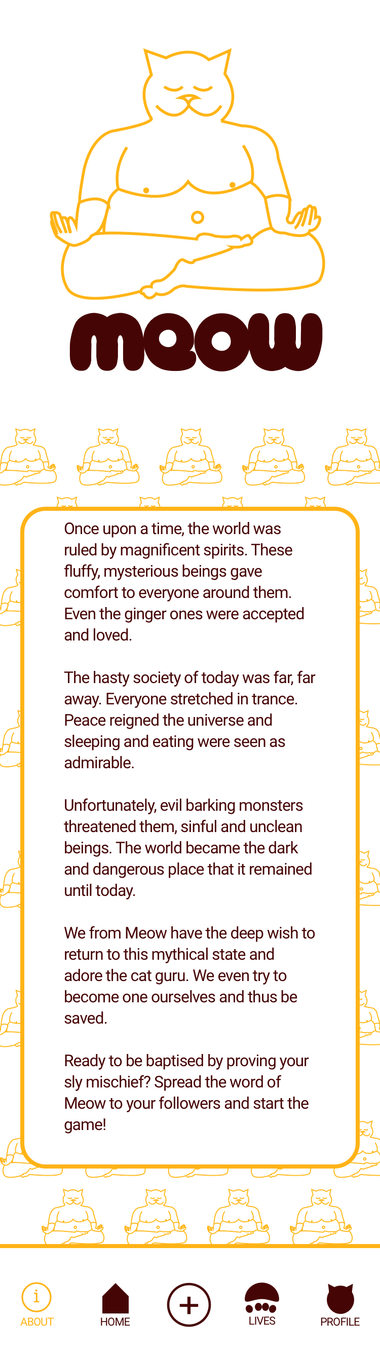 About page app design social media platform crazy cat lady new religion International Cat Day