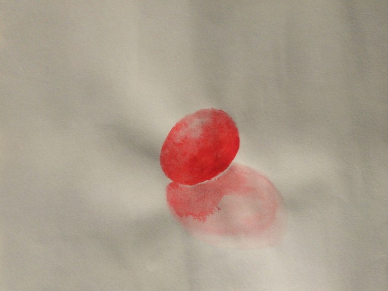 red egg still life painting acryl