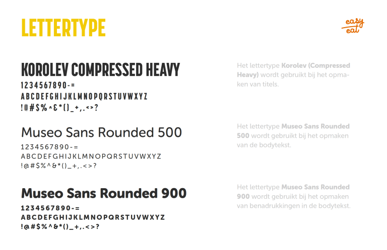 Easy Eat branding: font