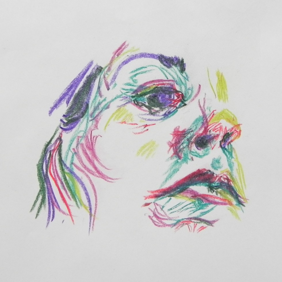 Zelfportret (kleurpotlood, 2023)